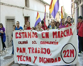 La Marcha por la Dignidad  llega a totana procedente de Lorca
